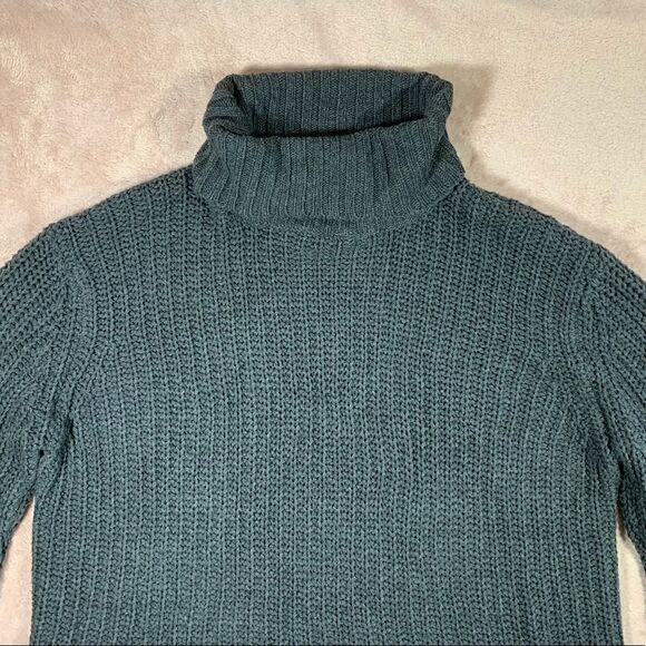 Pol Oversized Aysmmetrical Knit Grey Turtleneck Sweater M - Picture 3 of 8